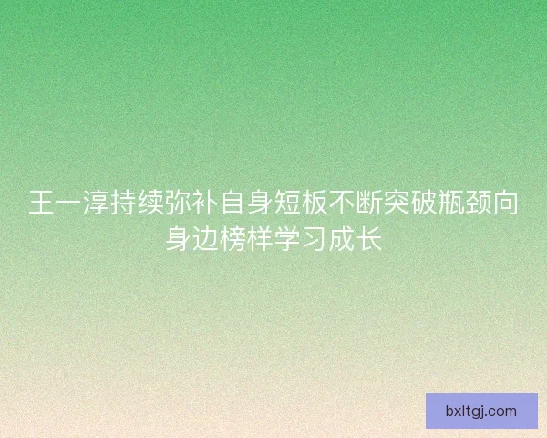 王一淳持续弥补自身短板不断突破瓶颈向身边榜样学习成长